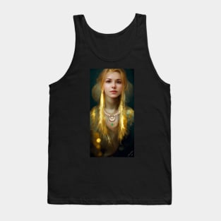 Beautiful Blonde Woman, Abby, in Gold and Gems - Attractive Portrait Tank Top